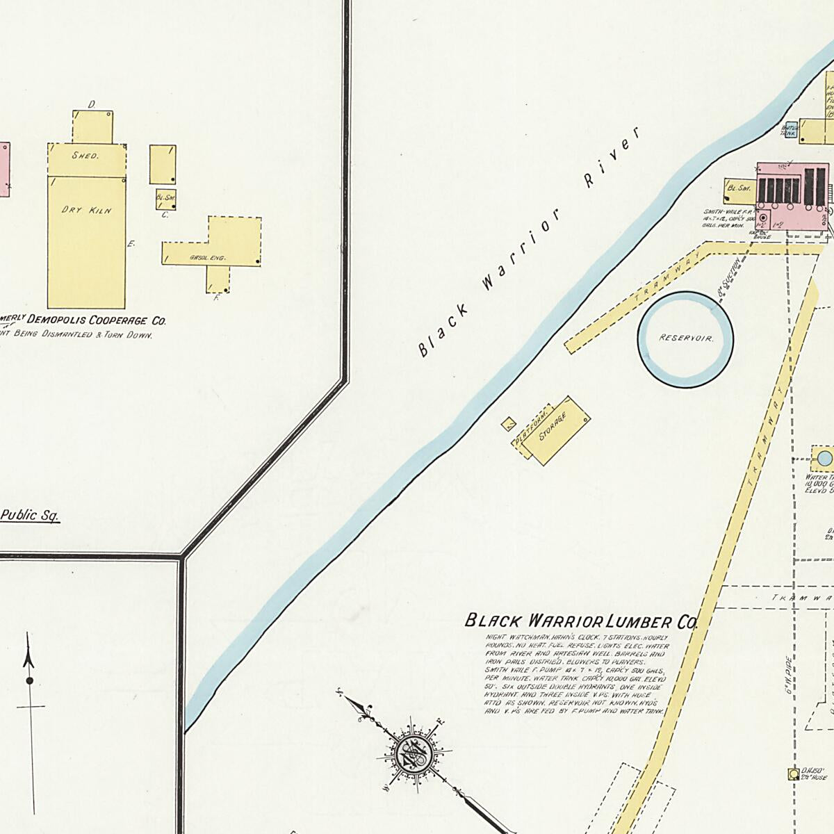 This old map of Demopolis, Marengo County, Alabama was created by Sanborn Map Company in 1909