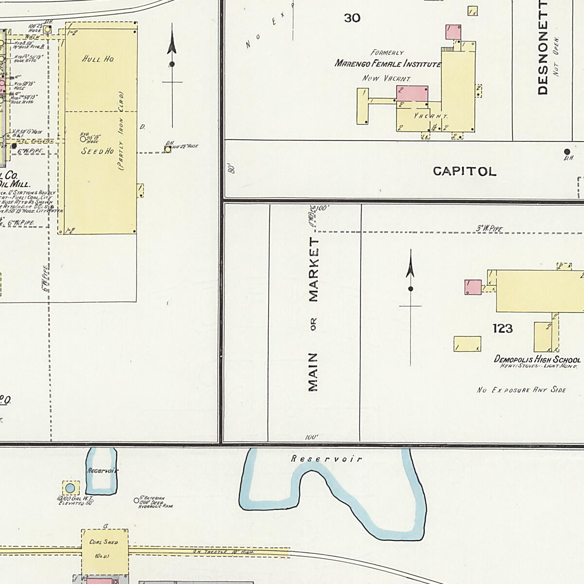 This old map of Demopolis, Marengo County, Alabama was created by Sanborn Map Company in 1909