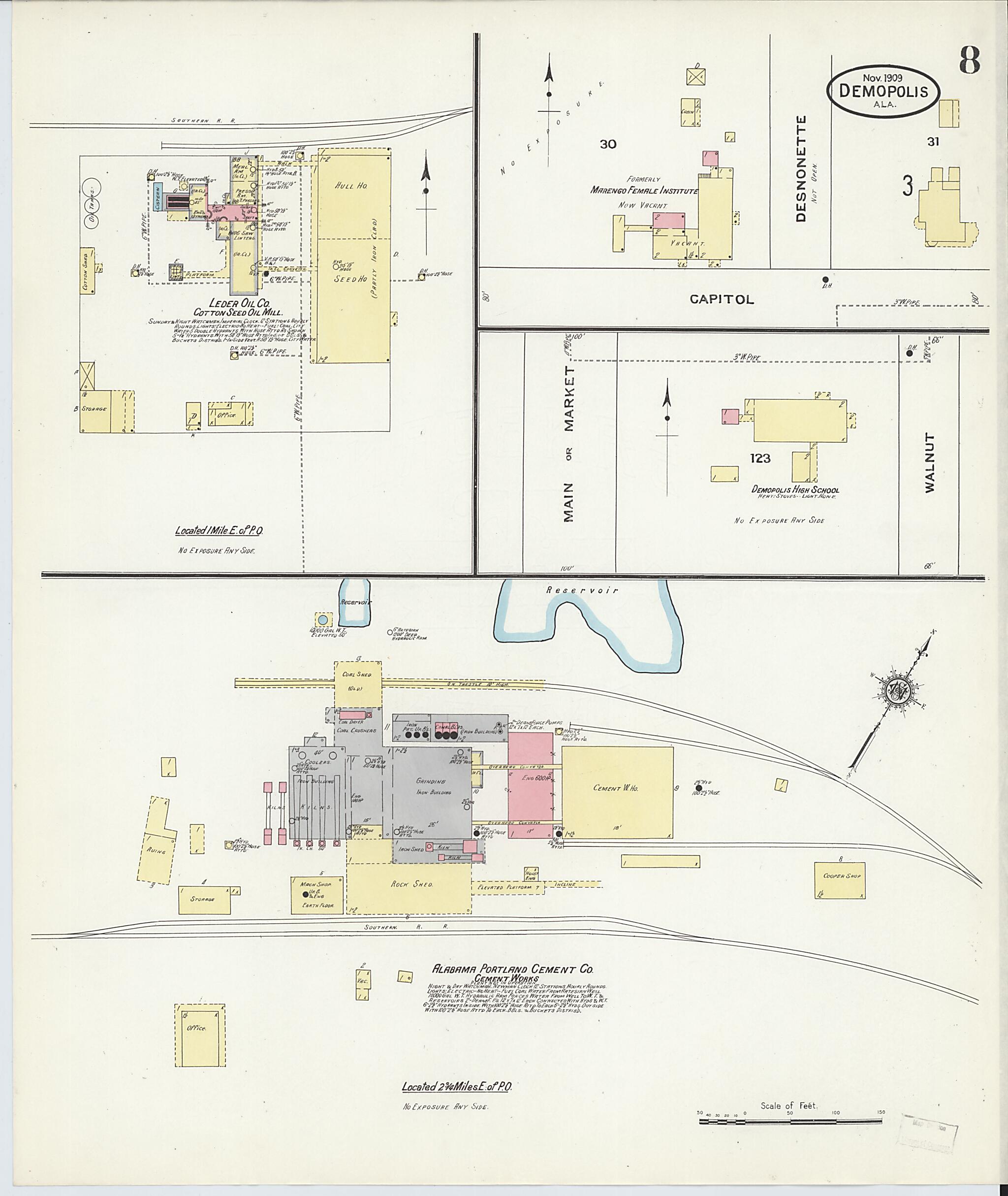 Demopolis, Marengo County, Alabama 1909 (Sheet 8 of 9) by Relic Map Company