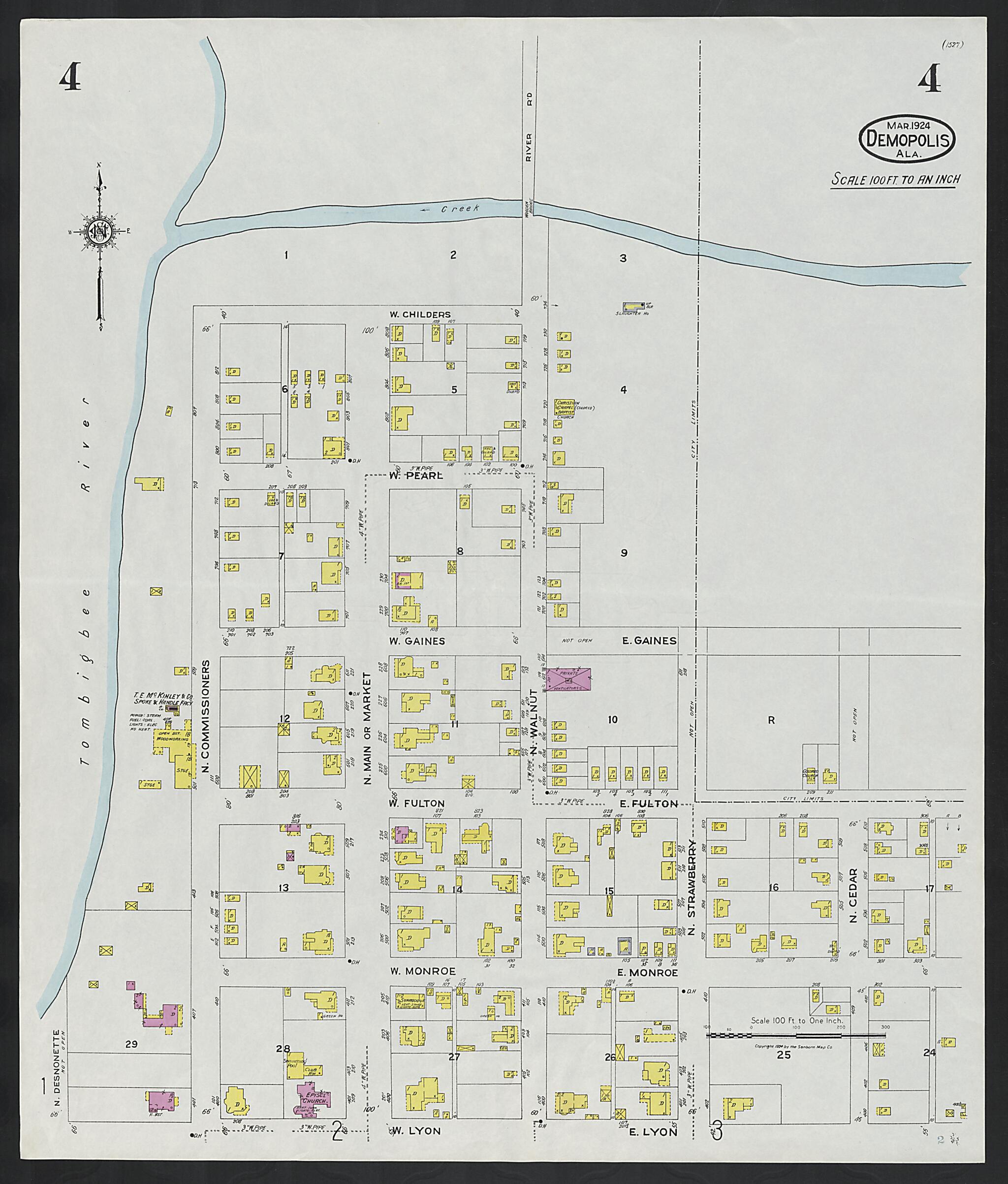 Demopolis, Marengo County, Alabama 1924 (Sheet 4 of 9) by Relic Map Company