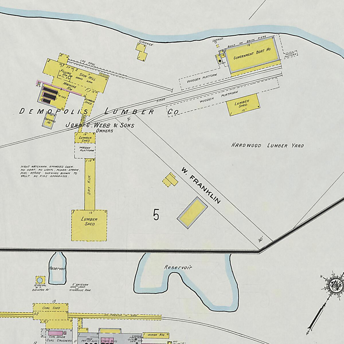 This old map of Demopolis, Marengo County, Alabama was created by Sanborn Map Company in 1924