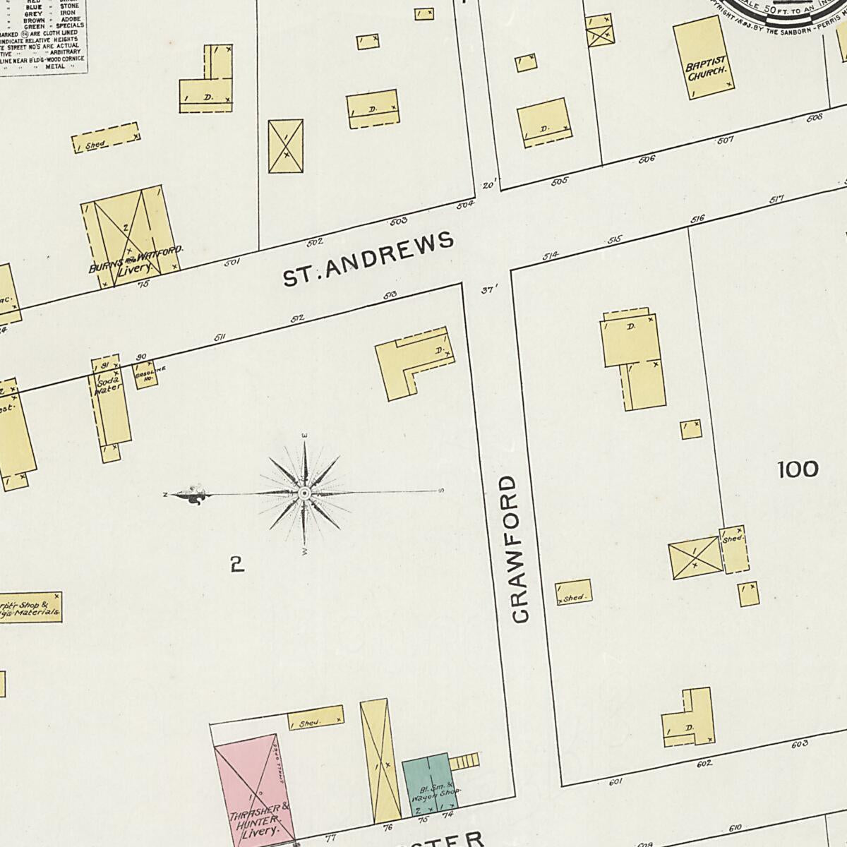 This old map of Dothan, Houston County, Alabama was created by Sanborn Map Company in 1893