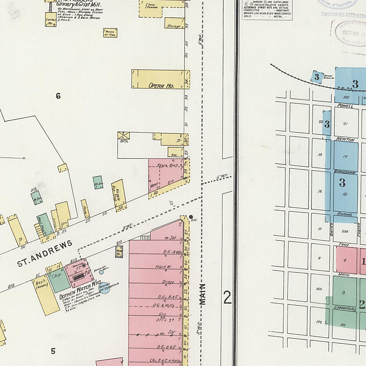 This old map of Dothan, Houston County, Alabama was created by Sanborn Map Company in 1898