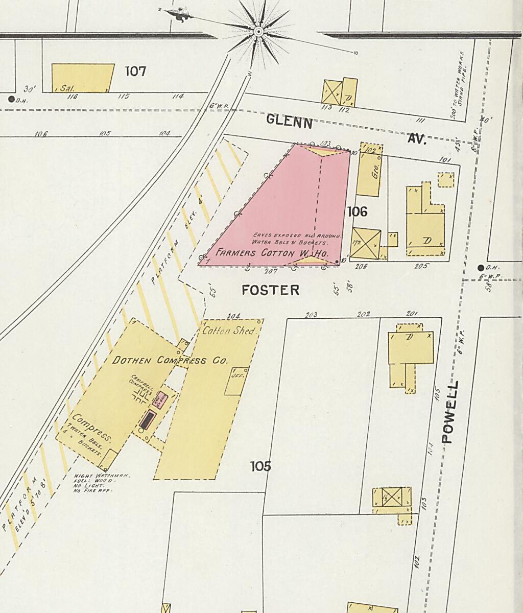 This old map of Dothan, Houston County, Alabama was created by Sanborn Map Company in 1898