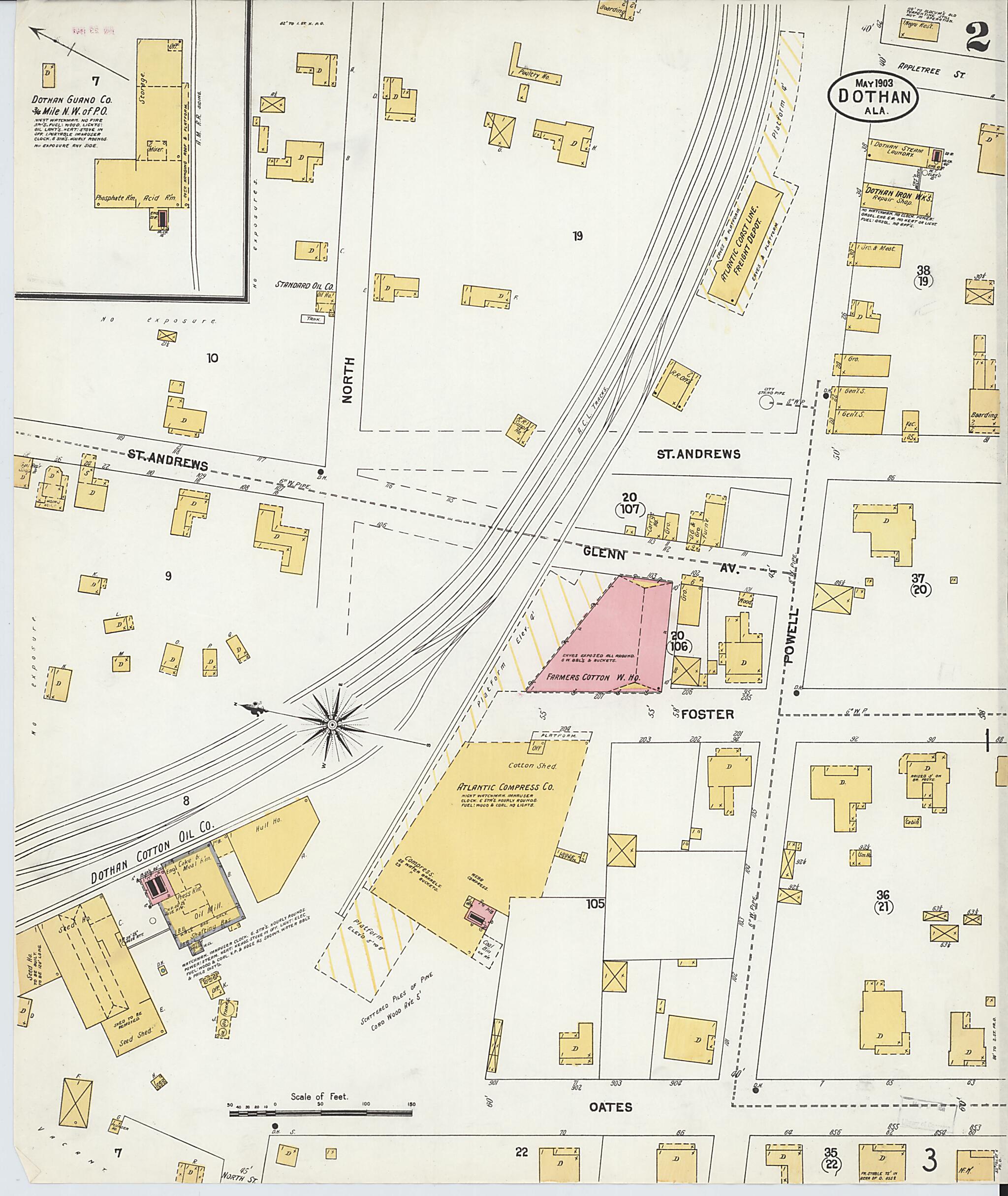 Dothan, Houston County, Alabama 1903 (Sheet 2 of 7) by Relic Map Company