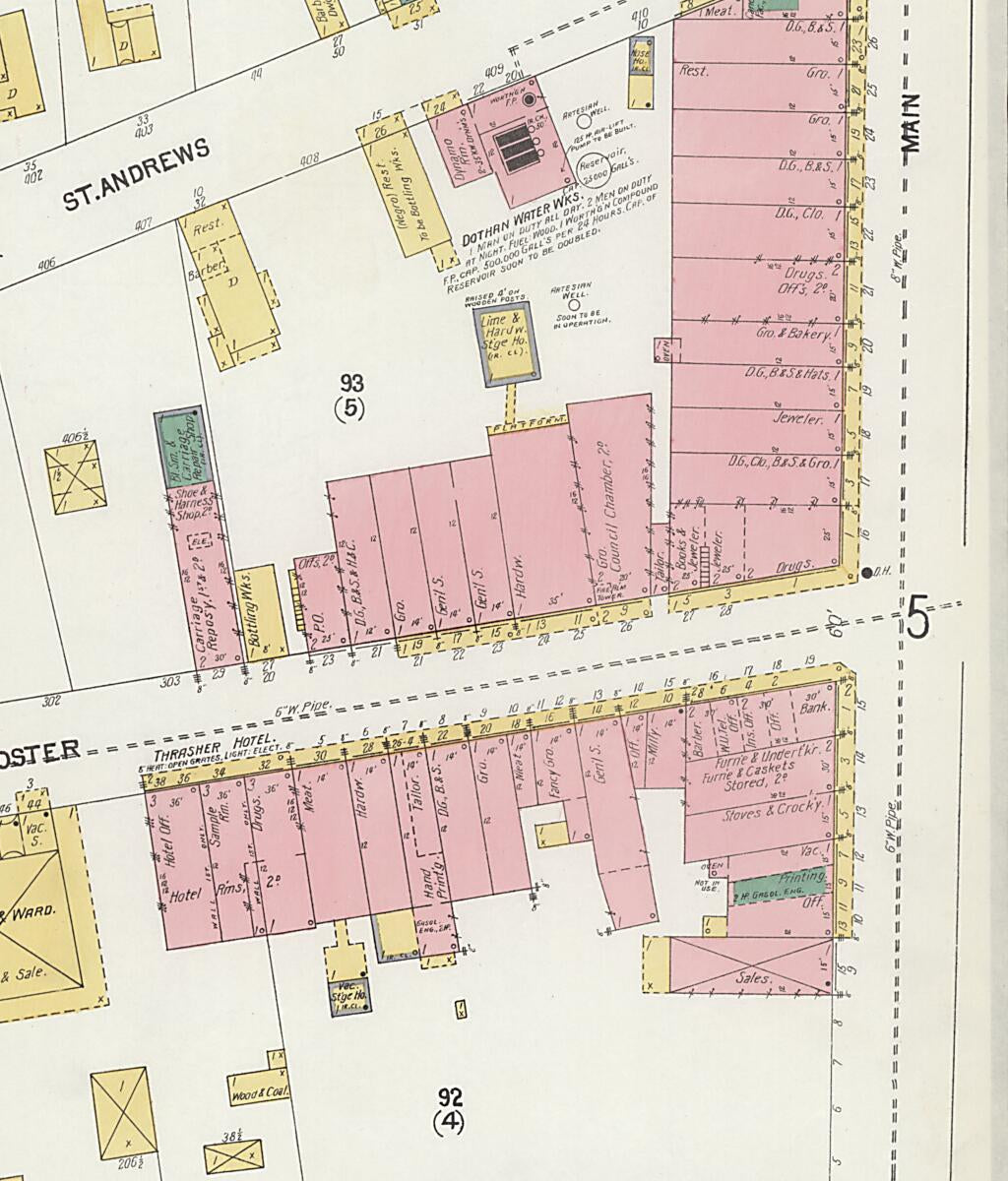 This old map of Dothan, Houston County, Alabama was created by Sanborn Map Company in 1903