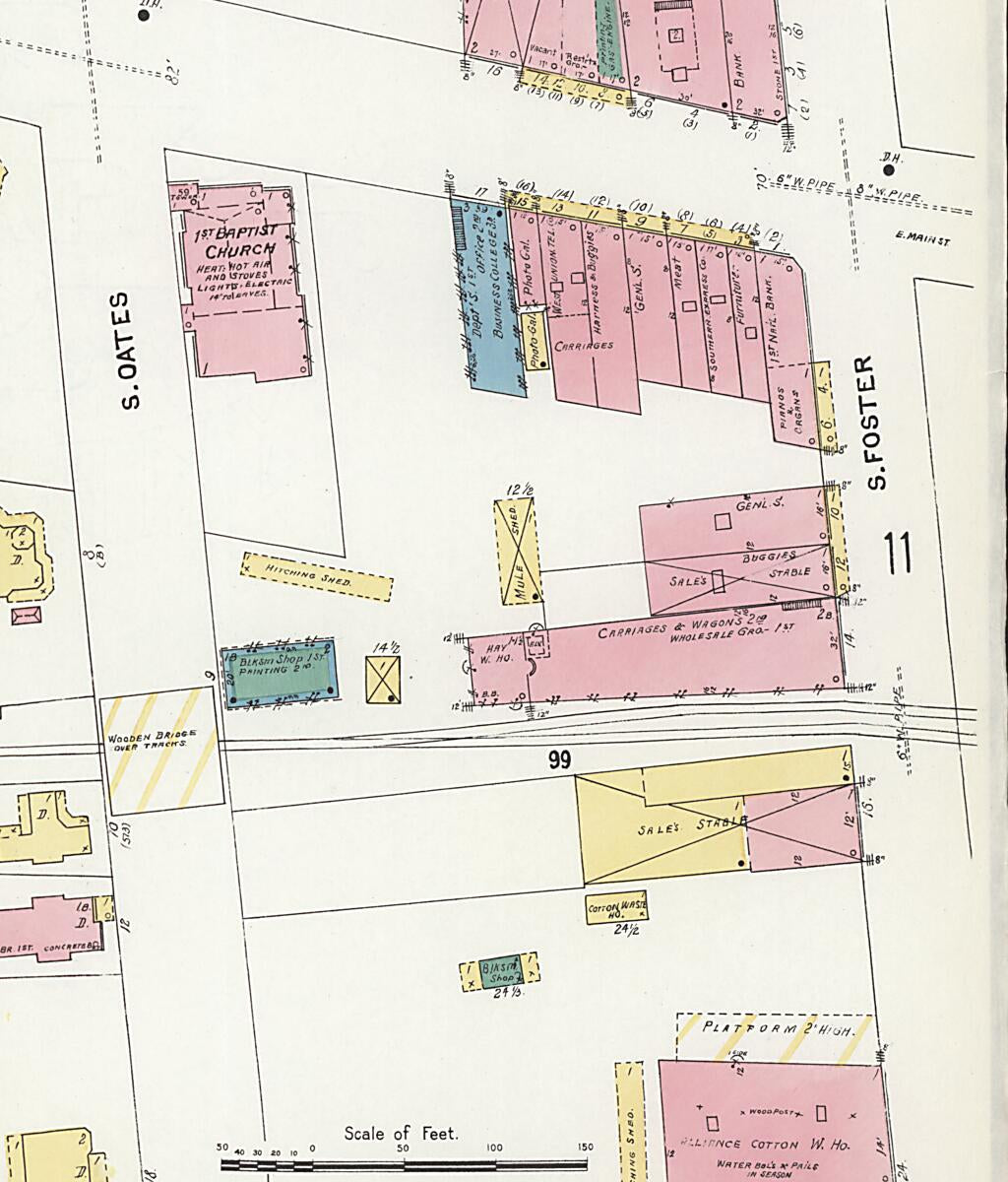 This old map of Dothan, Houston County, Alabama was created by Sanborn Map Company in 1907