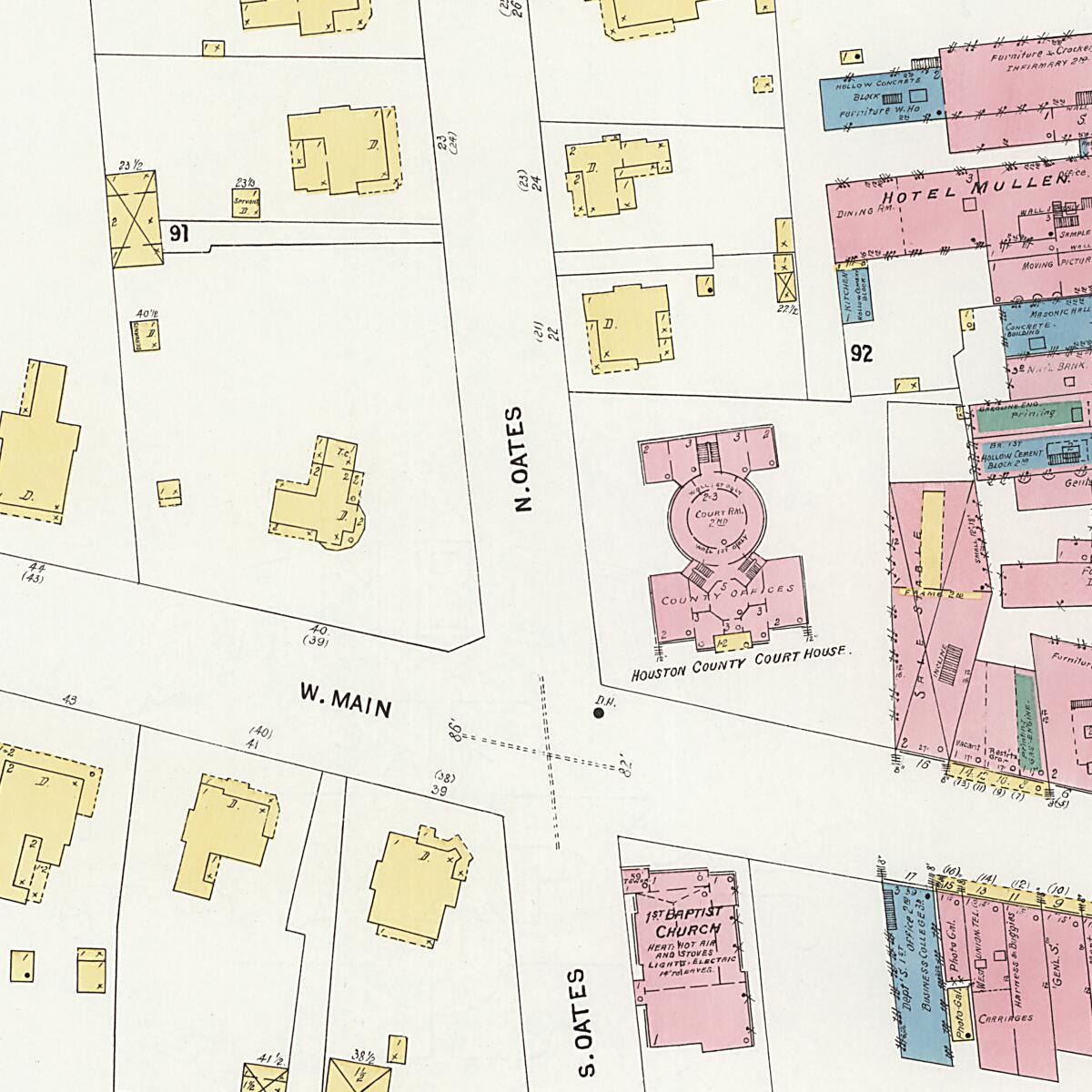 This old map of Dothan, Houston County, Alabama was created by Sanborn Map Company in 1907