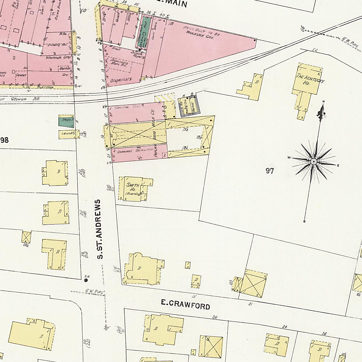 This old map of Dothan, Houston County, Alabama was created by Sanborn Map Company in 1907