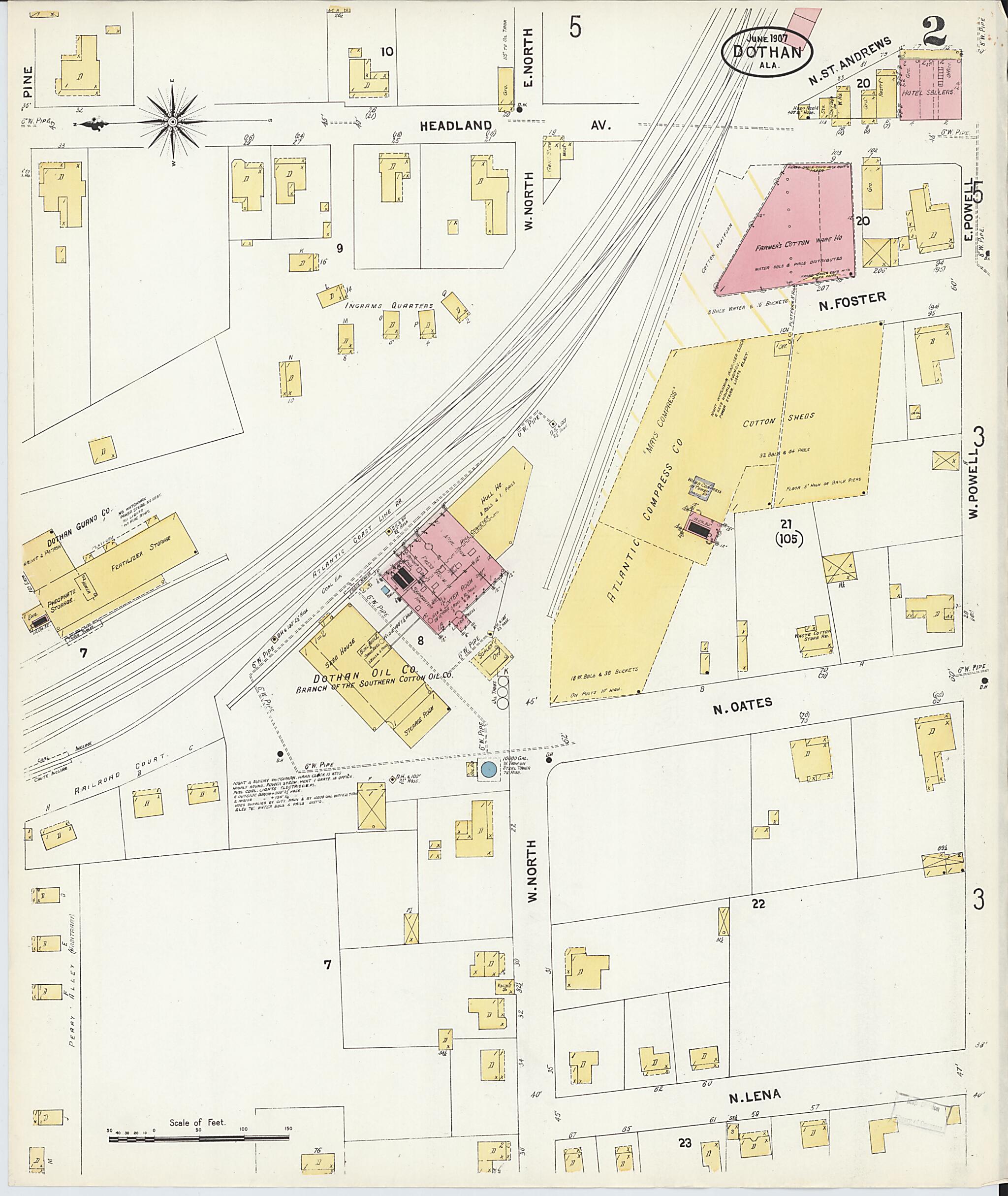 Dothan, Houston County, Alabama 1907 (Sheet 2 of 15) by Relic Map Company
