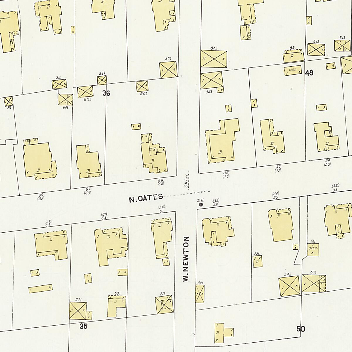 This old map of Dothan, Houston County, Alabama was created by Sanborn Map Company in 1907