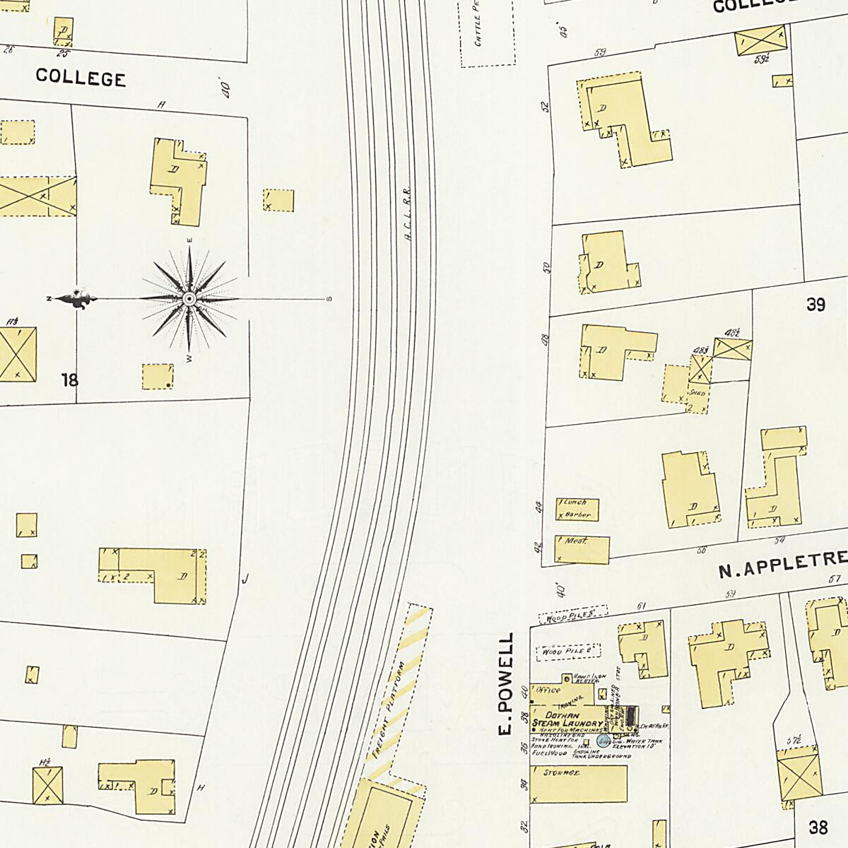 This old map of Dothan, Houston County, Alabama was created by Sanborn Map Company in 1907