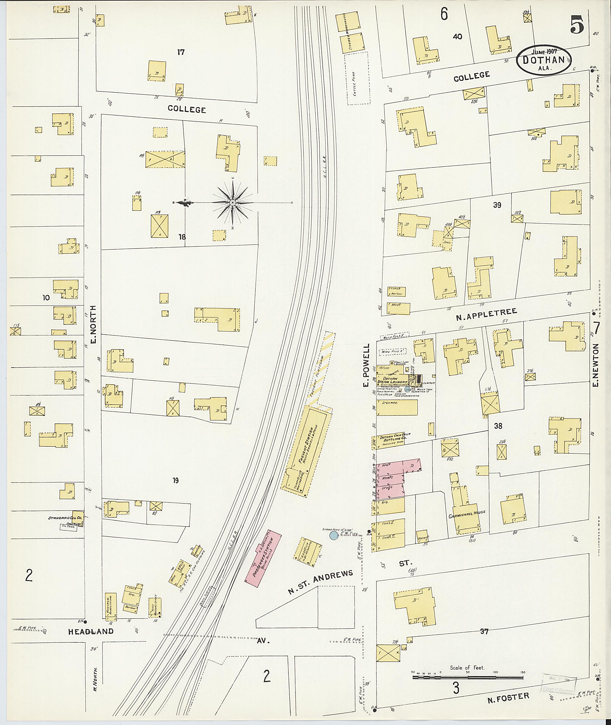Dothan, Houston County, Alabama 1907 (Sheet 5 of 15) by Relic Map Company