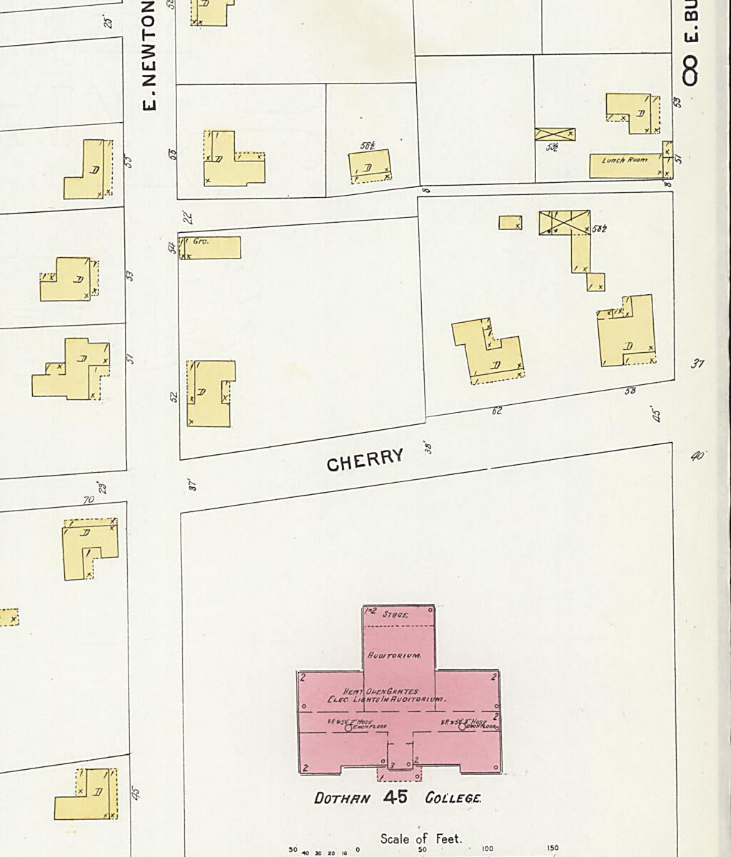 This old map of Dothan, Houston County, Alabama was created by Sanborn Map Company in 1907