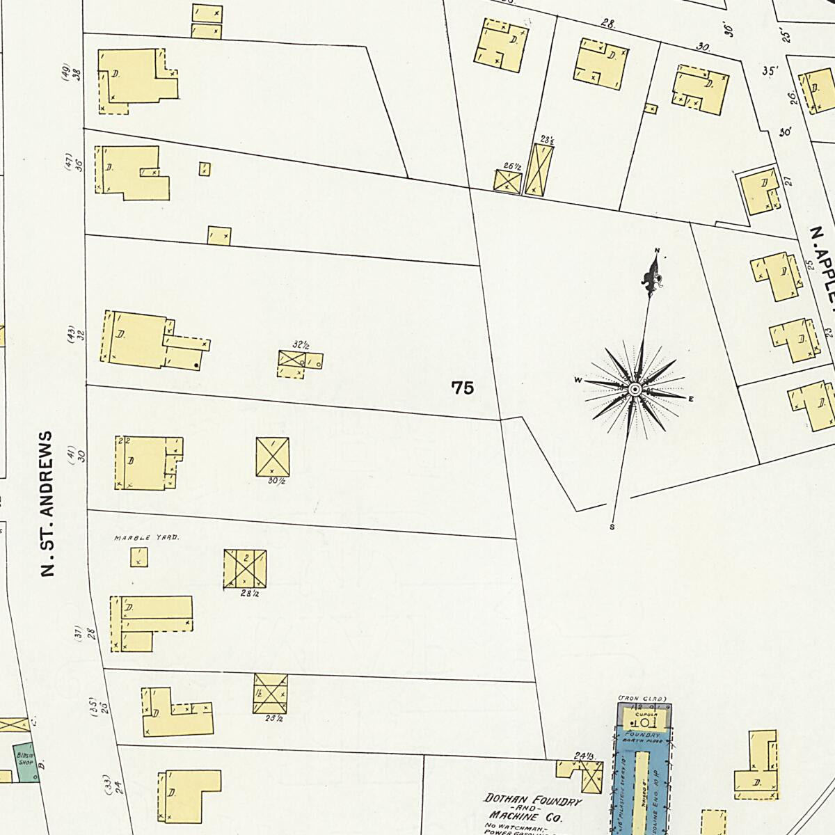 This old map of Dothan, Houston County, Alabama was created by Sanborn Map Company in 1907