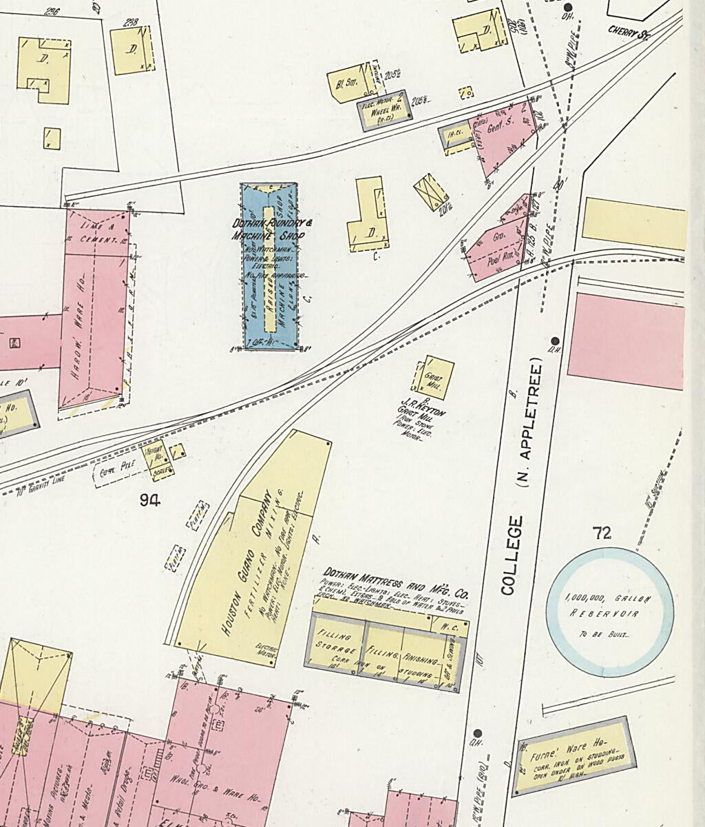 This old map of Dothan, Houston County, Alabama was created by Sanborn Map Company in 1912