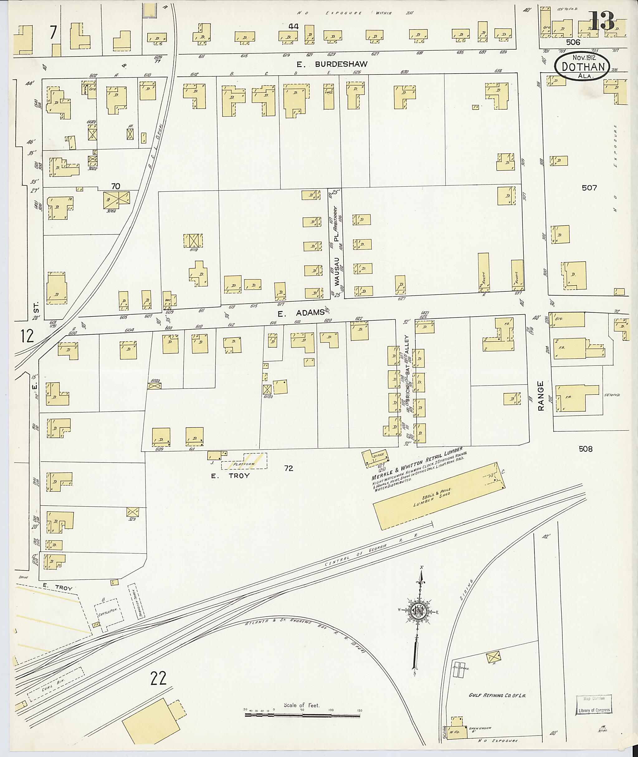 Dothan, Houston County, Alabama 1912 (Sheet 13 of 23) by Relic Map Company