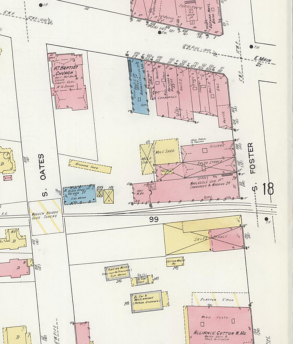This old map of Dothan, Houston County, Alabama was created by Sanborn Map Company in 1912