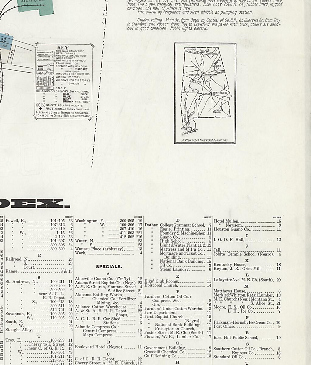 This old map of Dothan, Houston County, Alabama was created by Sanborn Map Company in 1912