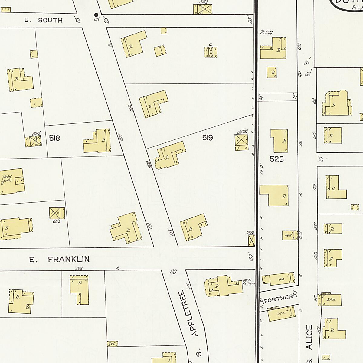 This old map of Dothan, Houston County, Alabama was created by Sanborn Map Company in 1912