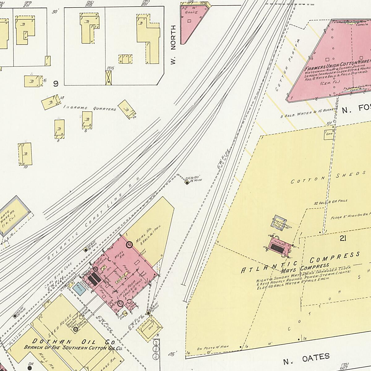 This old map of Dothan, Houston County, Alabama was created by Sanborn Map Company in 1912