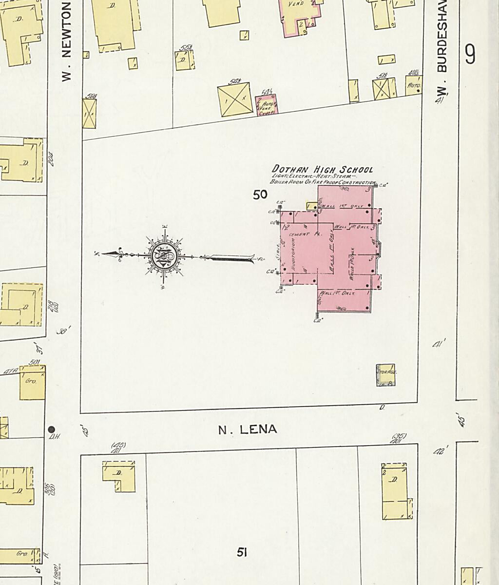 This old map of Dothan, Houston County, Alabama was created by Sanborn Map Company in 1912