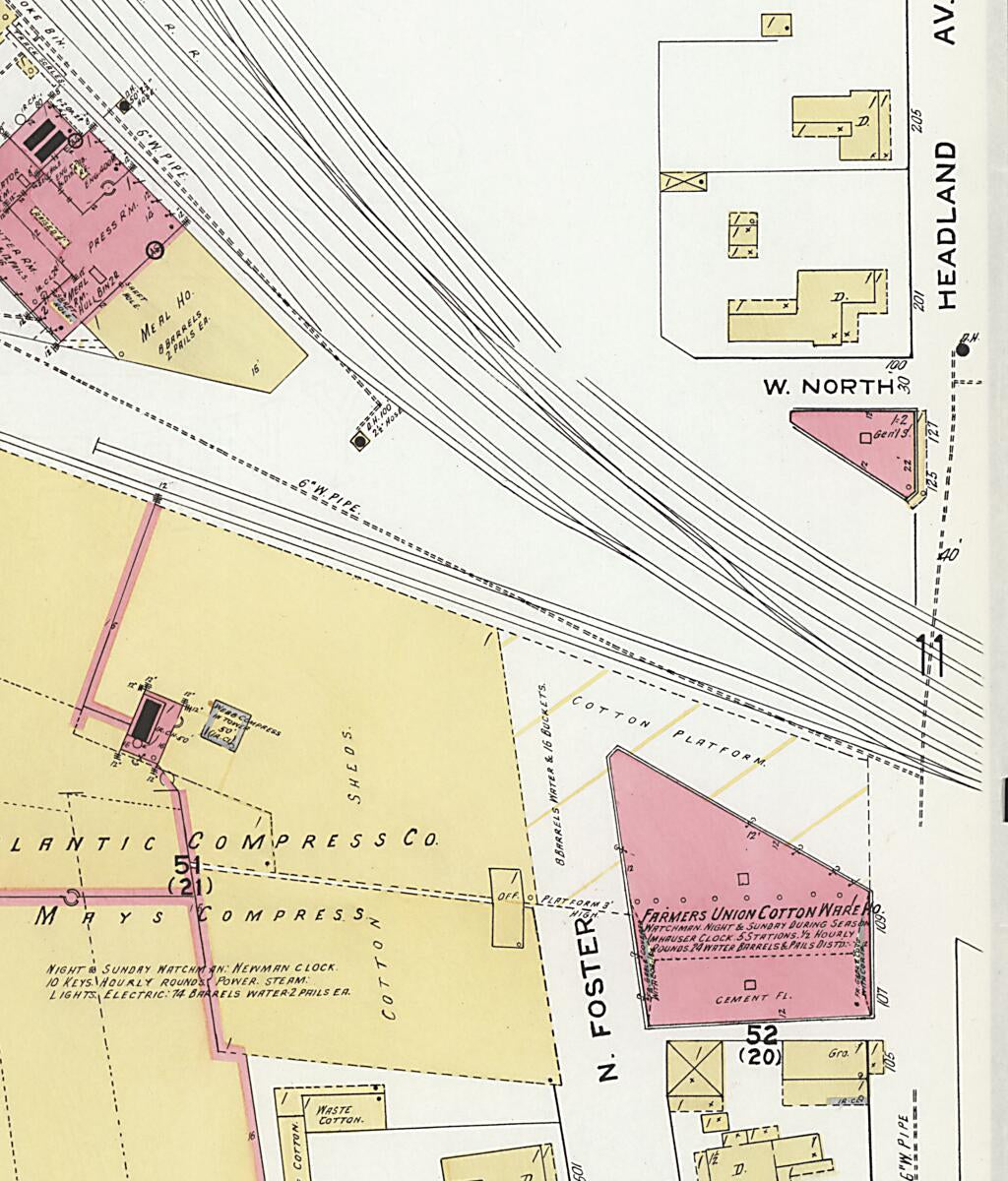 This old map of Dothan, Houston County, Alabama was created by Sanborn Map Company in 1920