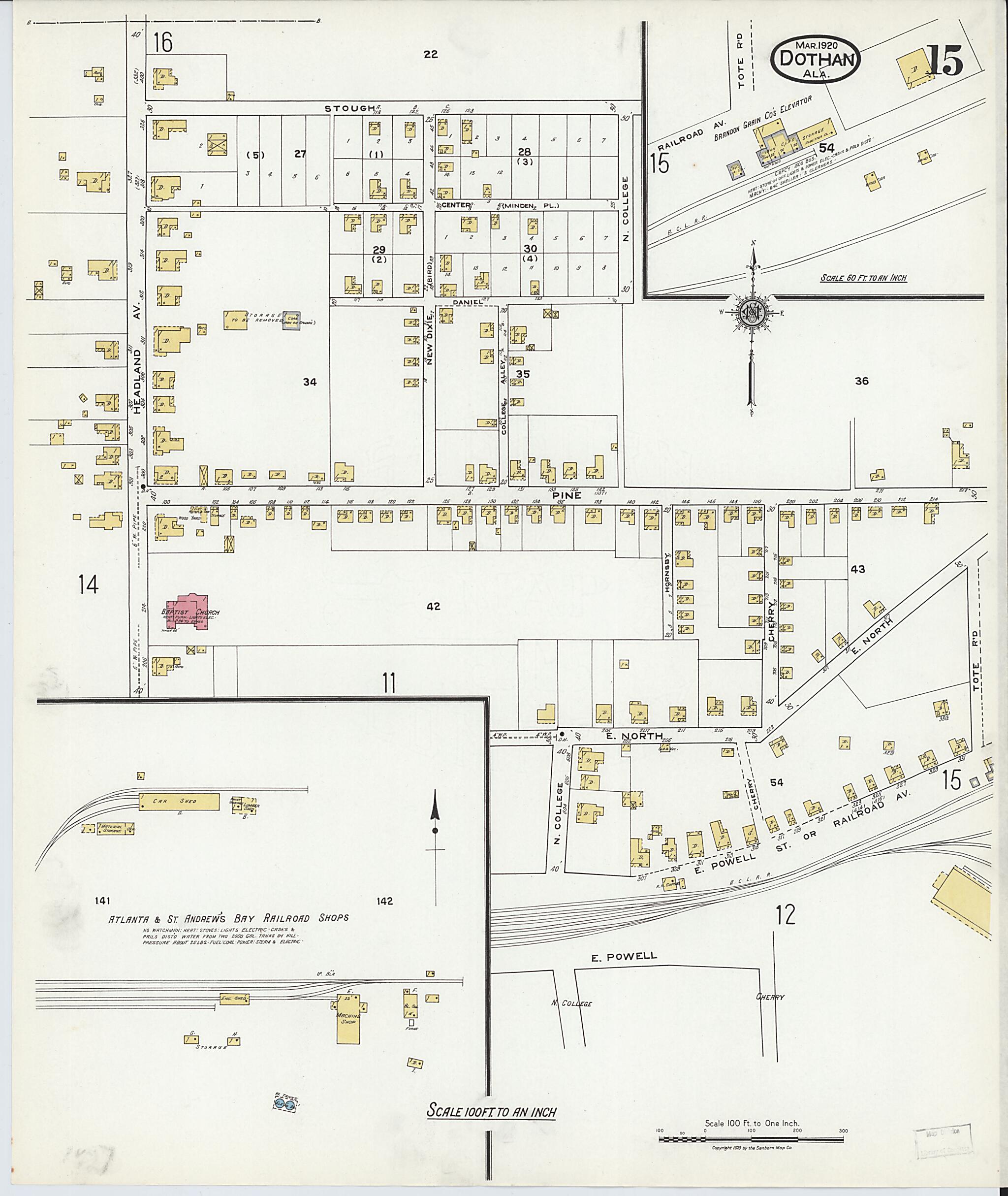 Dothan, Houston County, Alabama 1920 (Sheet 15 of 27) by Relic Map Company