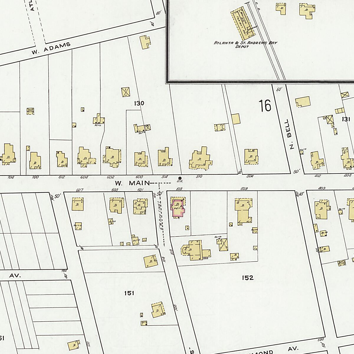This old map of Dothan, Houston County, Alabama was created by Sanborn Map Company in 1920