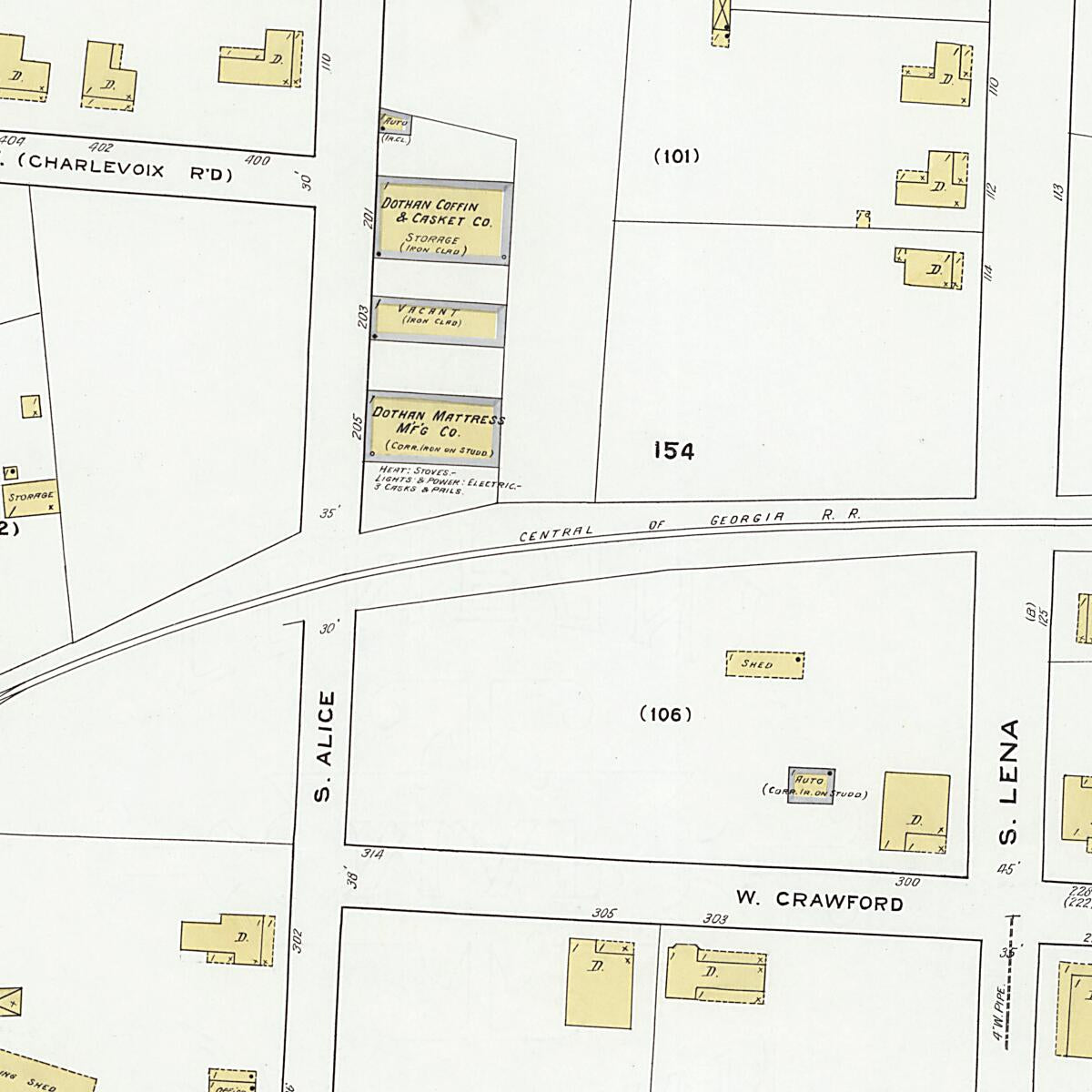 This old map of Dothan, Houston County, Alabama was created by Sanborn Map Company in 1920