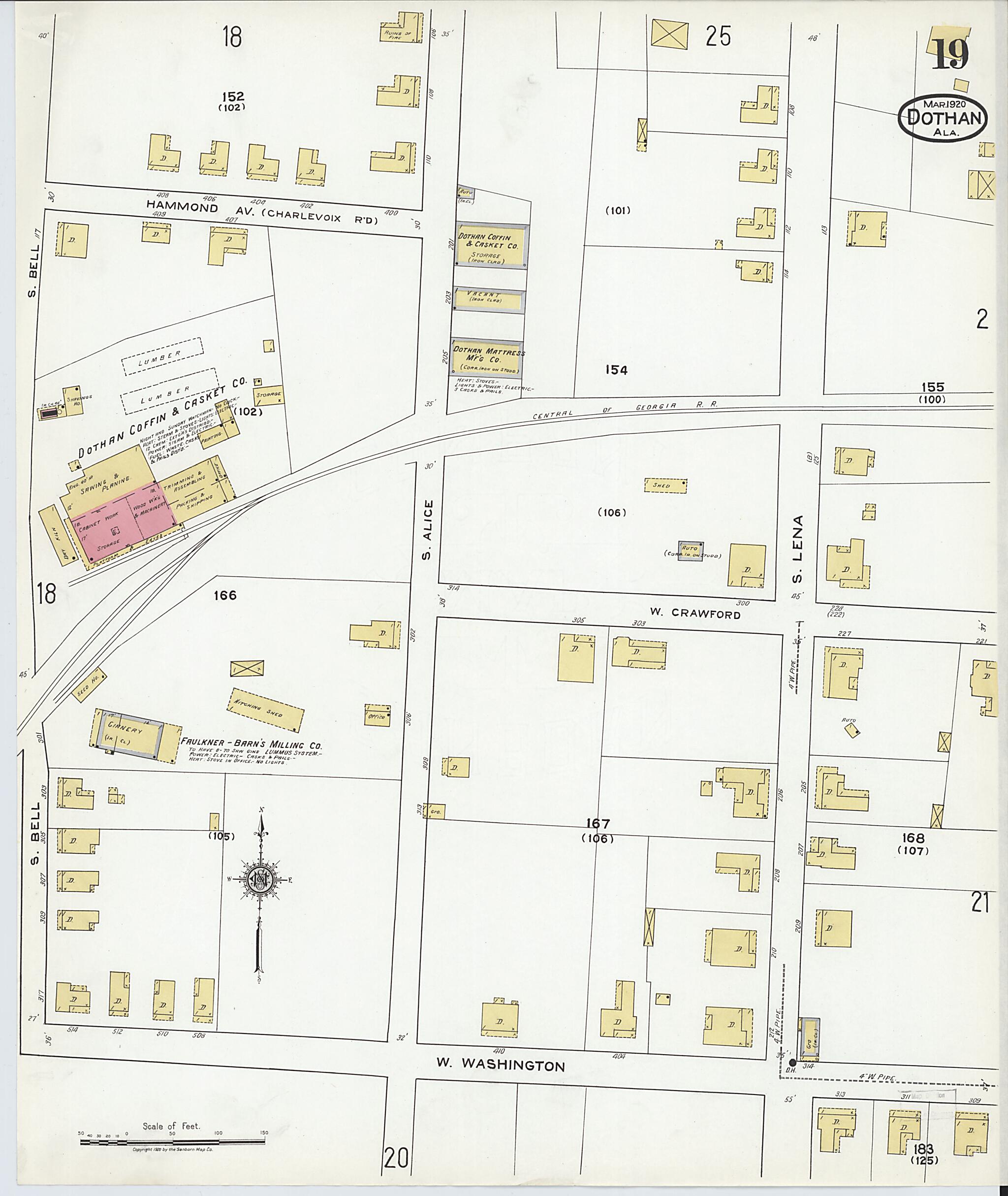 Dothan, Houston County, Alabama 1920 (Sheet 19 of 27) by Relic Map Company