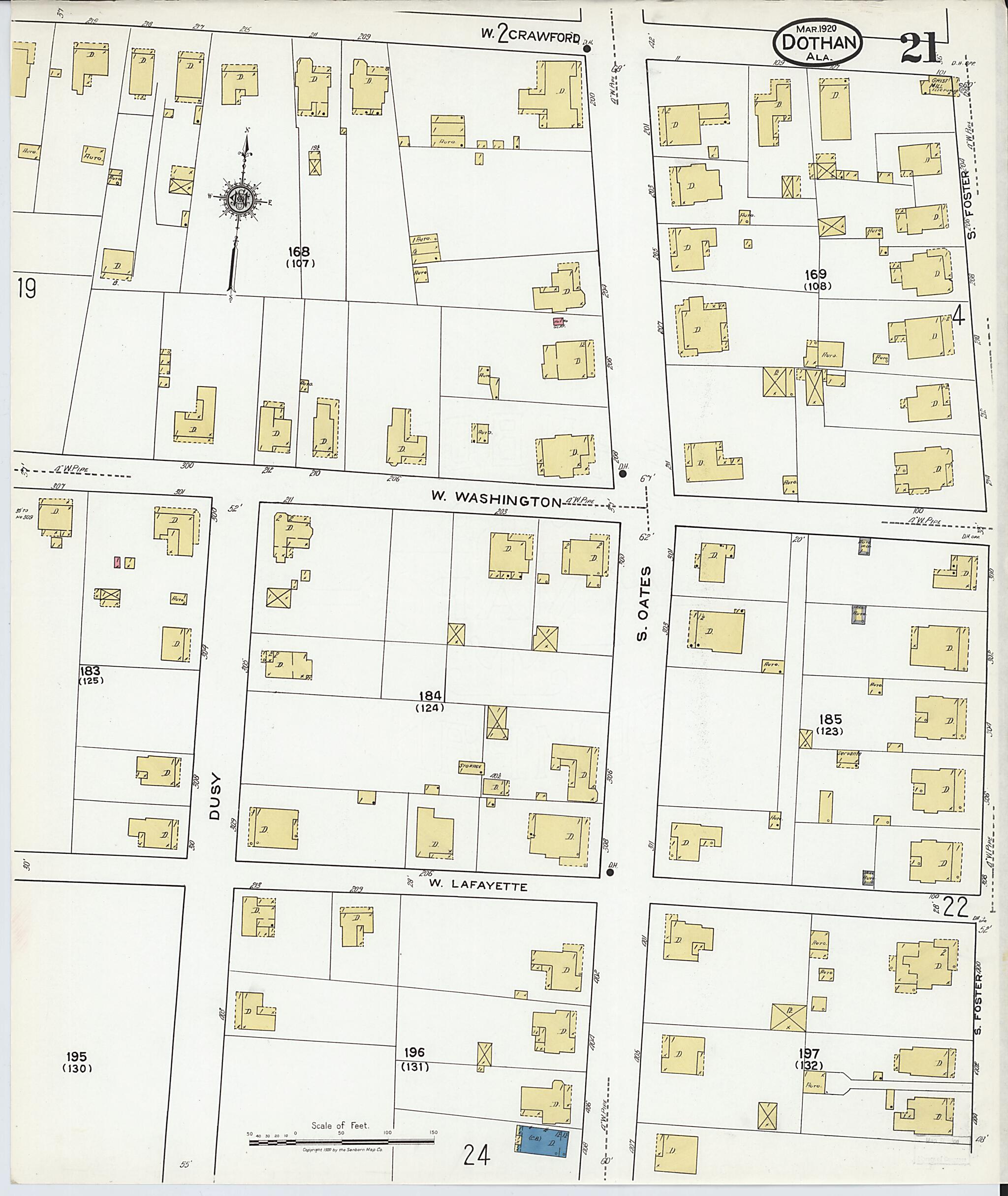 Dothan, Houston County, Alabama 1920 (Sheet 21 of 27) by Relic Map Company