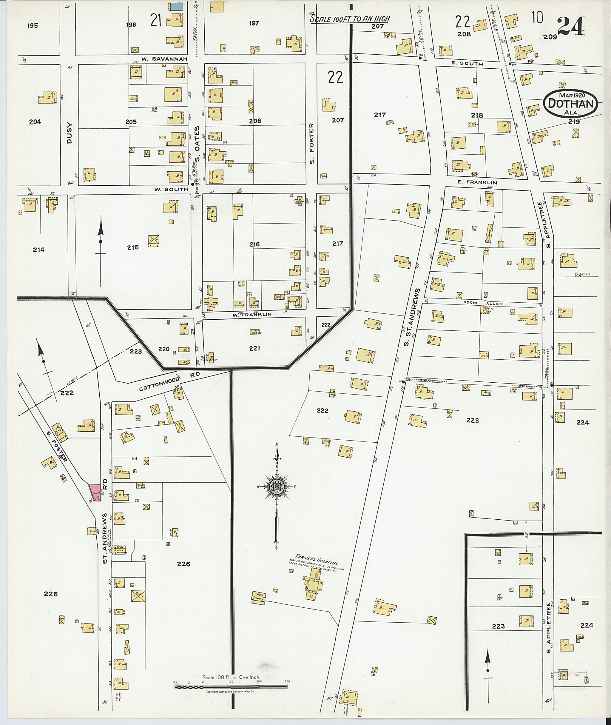 Dothan, Houston County, Alabama 1920 (Sheet 24 of 27) by Relic Map Company