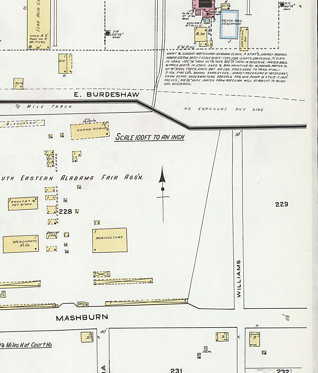 This old map of Dothan, Houston County, Alabama was created by Sanborn Map Company in 1920