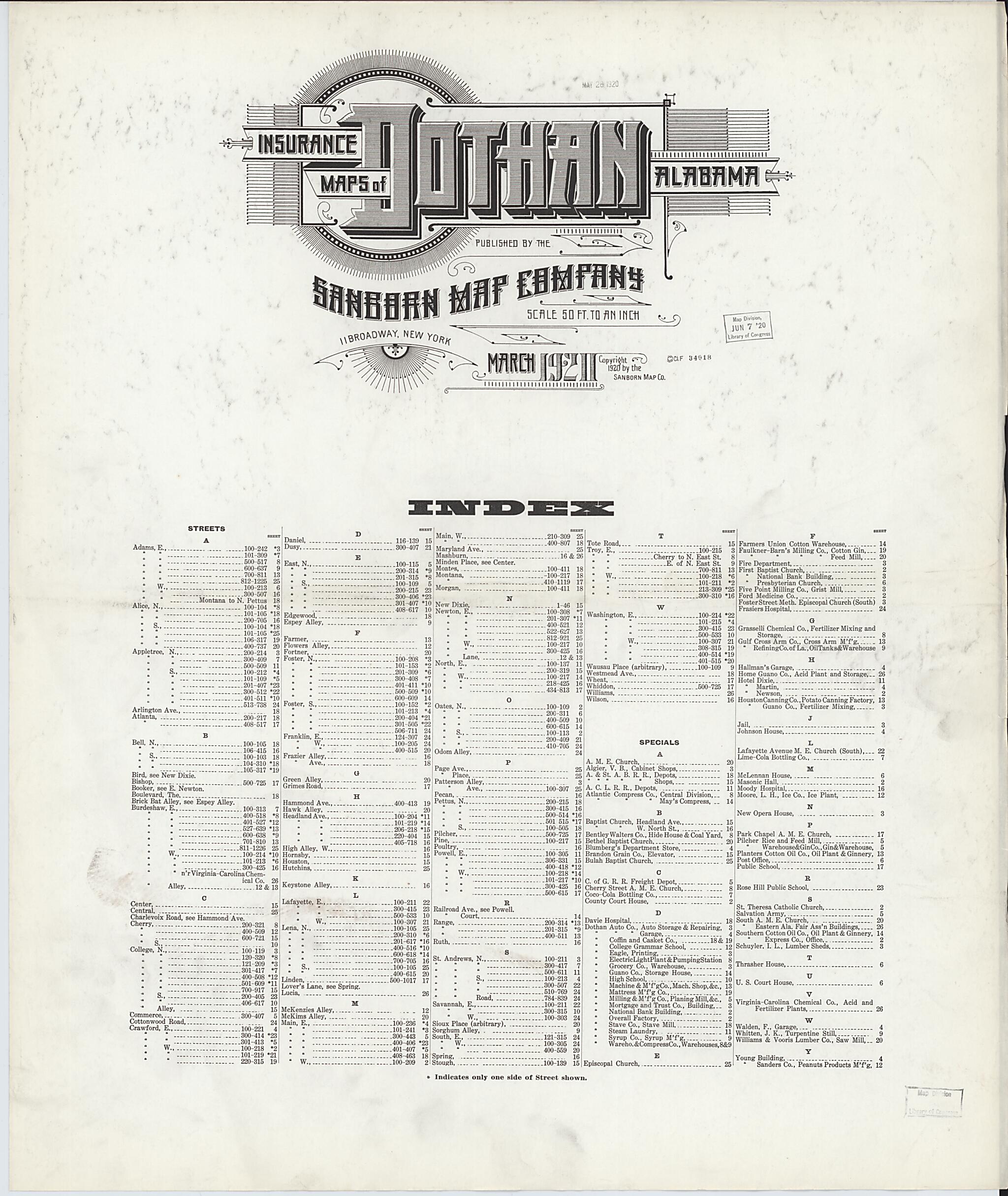 Dothan, Houston County, Alabama 1920 (Sheet 27 of 27) by Relic Map Company