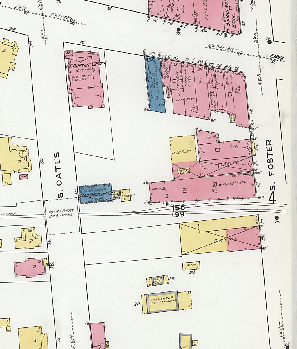 This old map of Dothan, Houston County, Alabama was created by Sanborn Map Company in 1920