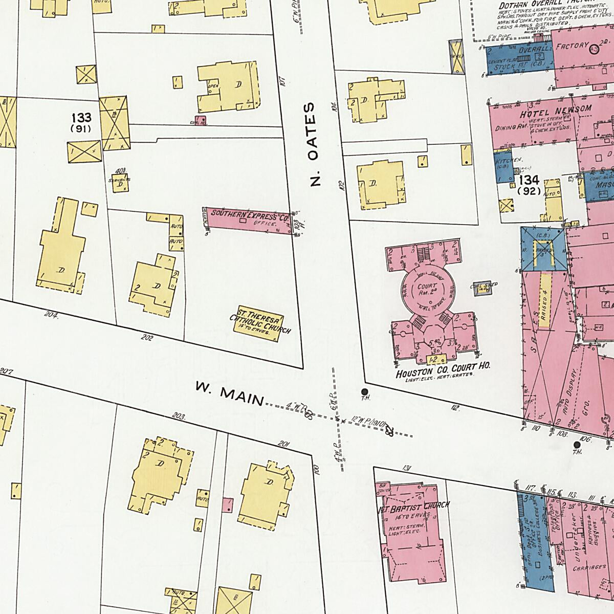 This old map of Dothan, Houston County, Alabama was created by Sanborn Map Company in 1920