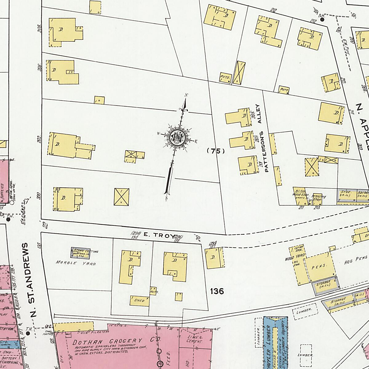 This old map of Dothan, Houston County, Alabama was created by Sanborn Map Company in 1920