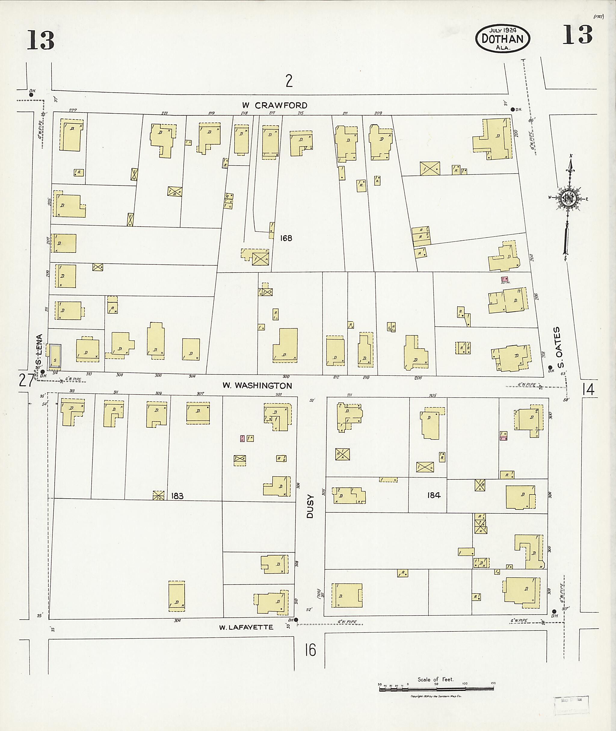 Dothan, Houston County, Alabama 1924 (Sheet 13 of 36) by Relic Map Company