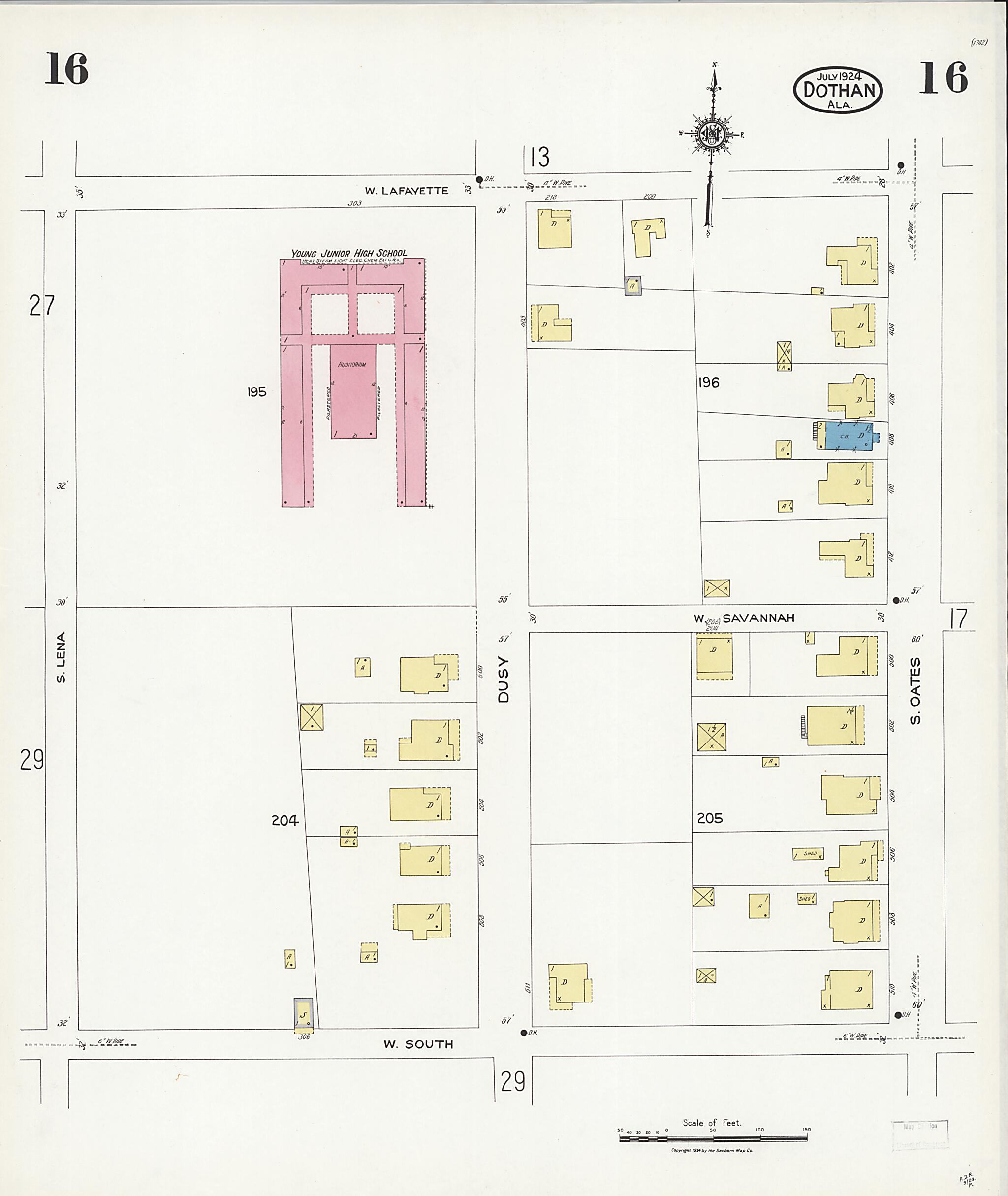 Dothan, Houston County, Alabama 1924 (Sheet 16 of 36) by Relic Map Company