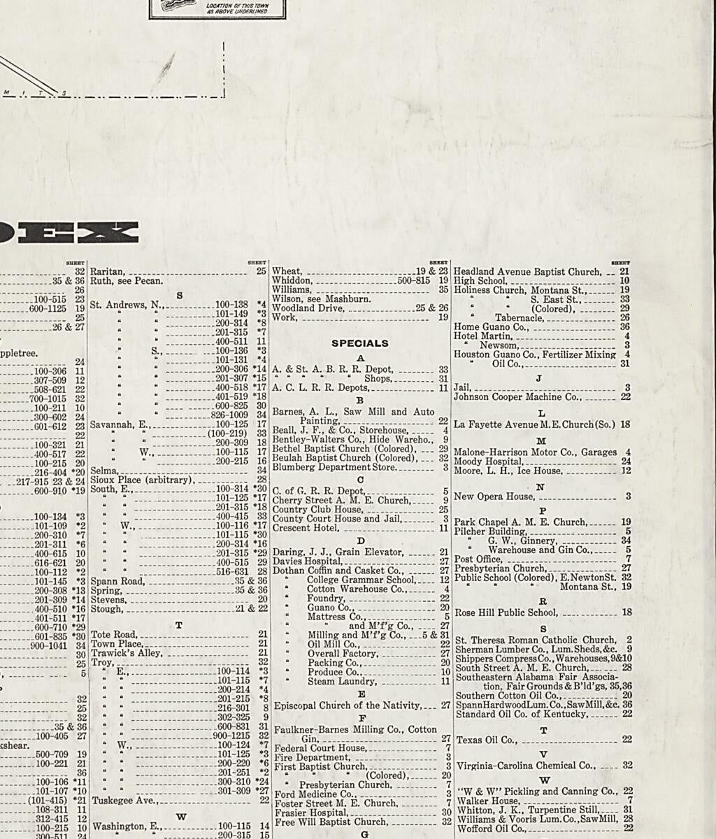 This old map of Dothan, Houston County, Alabama was created by Sanborn Map Company in 1924