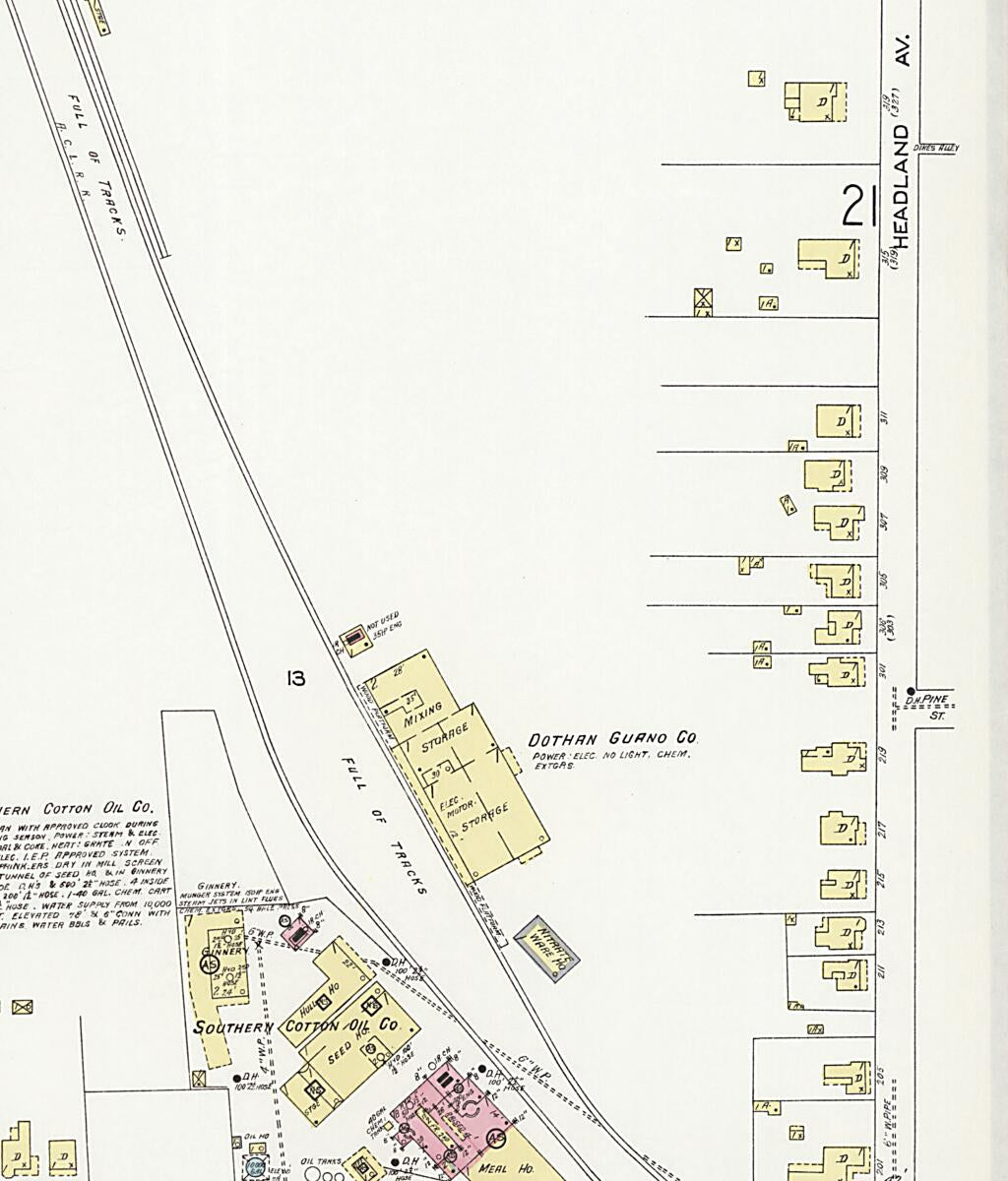 This old map of Dothan, Houston County, Alabama was created by Sanborn Map Company in 1924