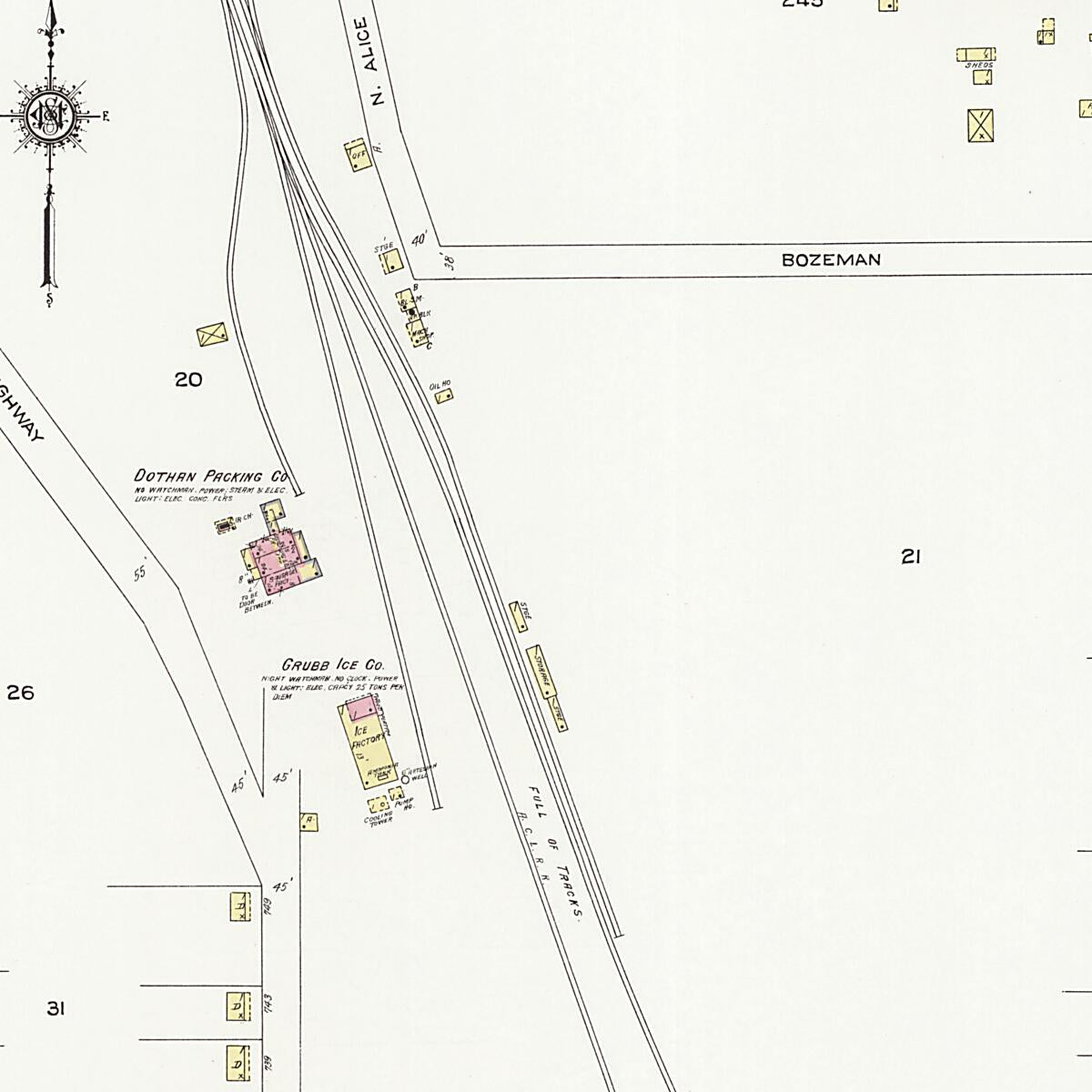 This old map of Dothan, Houston County, Alabama was created by Sanborn Map Company in 1924
