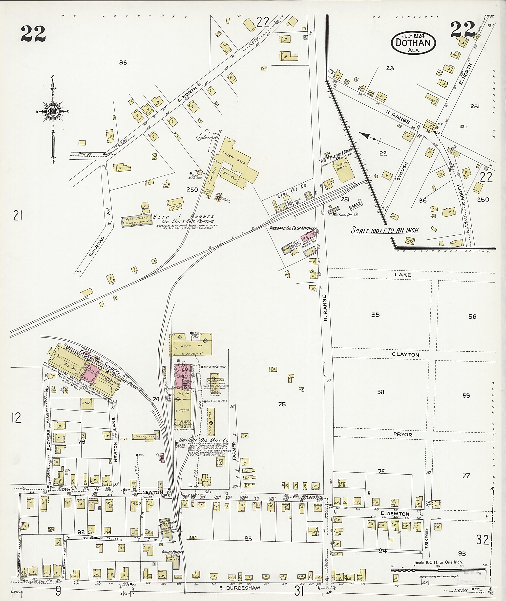 Dothan, Houston County, Alabama 1924 (Sheet 22 of 36) by Relic Map Company