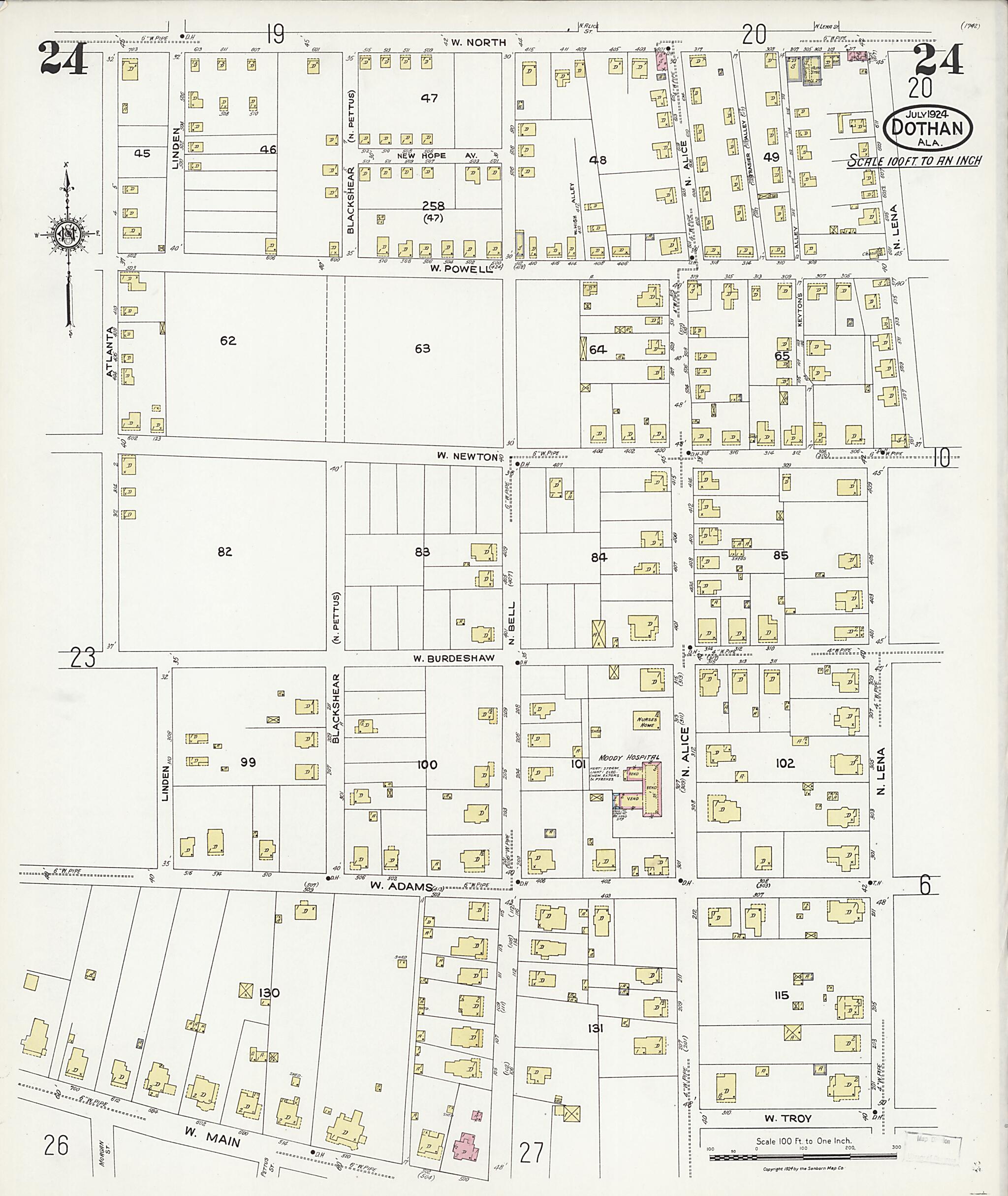 Dothan, Houston County, Alabama 1924 (Sheet 24 of 36) by Relic Map Company