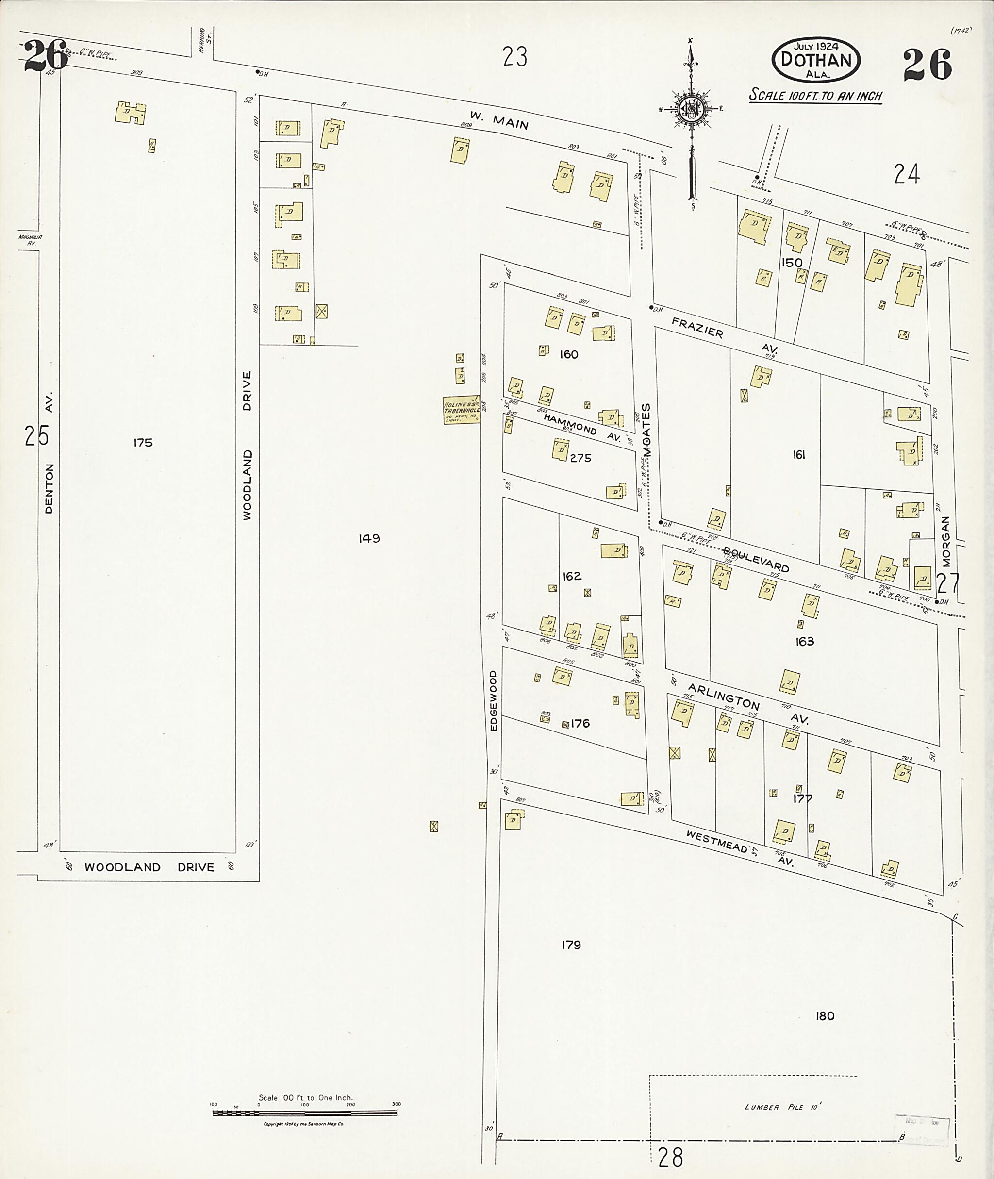 Dothan, Houston County, Alabama 1924 (Sheet 26 of 36) by Relic Map Company