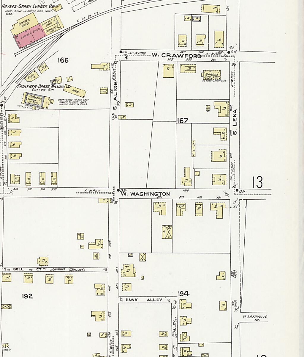This old map of Dothan, Houston County, Alabama was created by Sanborn Map Company in 1924