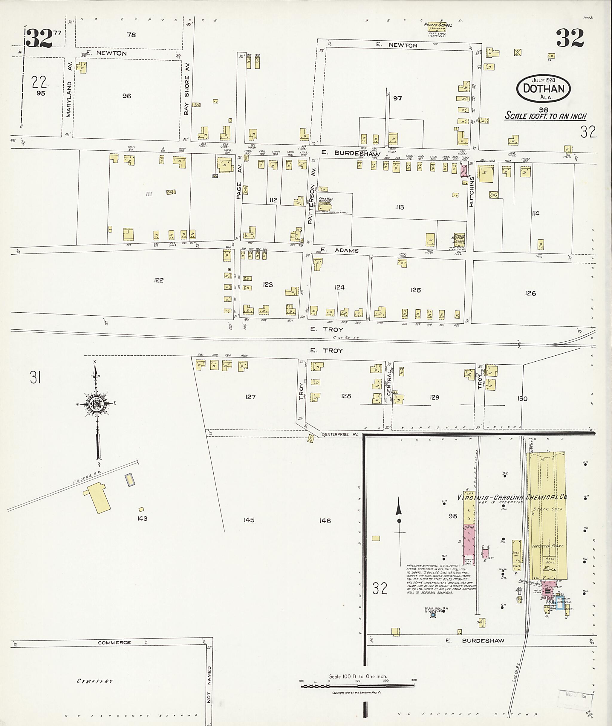 Dothan, Houston County, Alabama 1924 (Sheet 32 of 36) by Relic Map Company