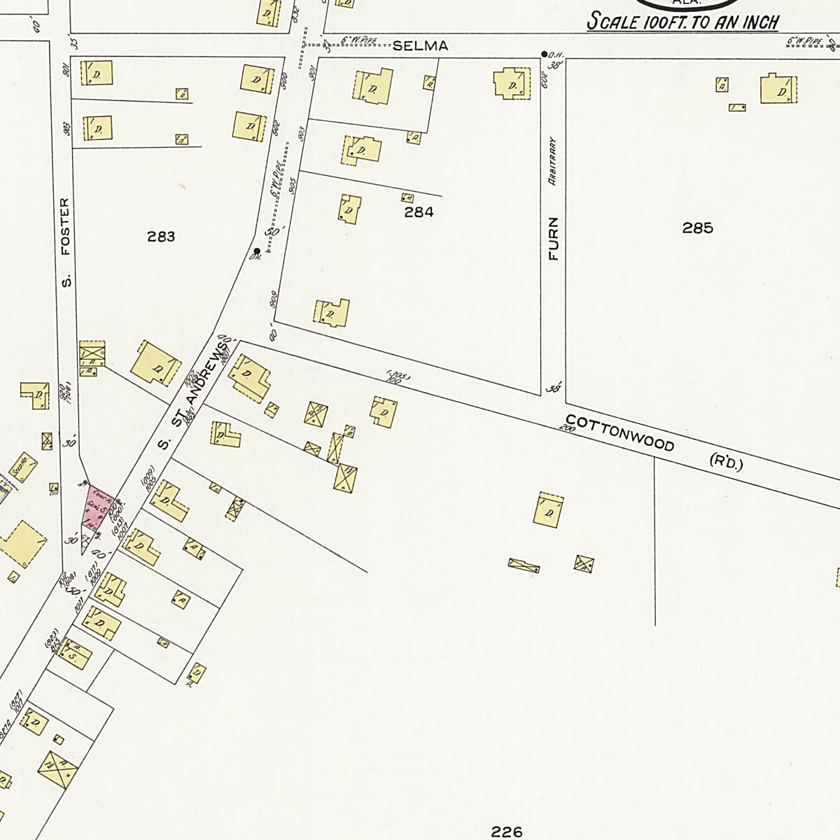 This old map of Dothan, Houston County, Alabama was created by Sanborn Map Company in 1924