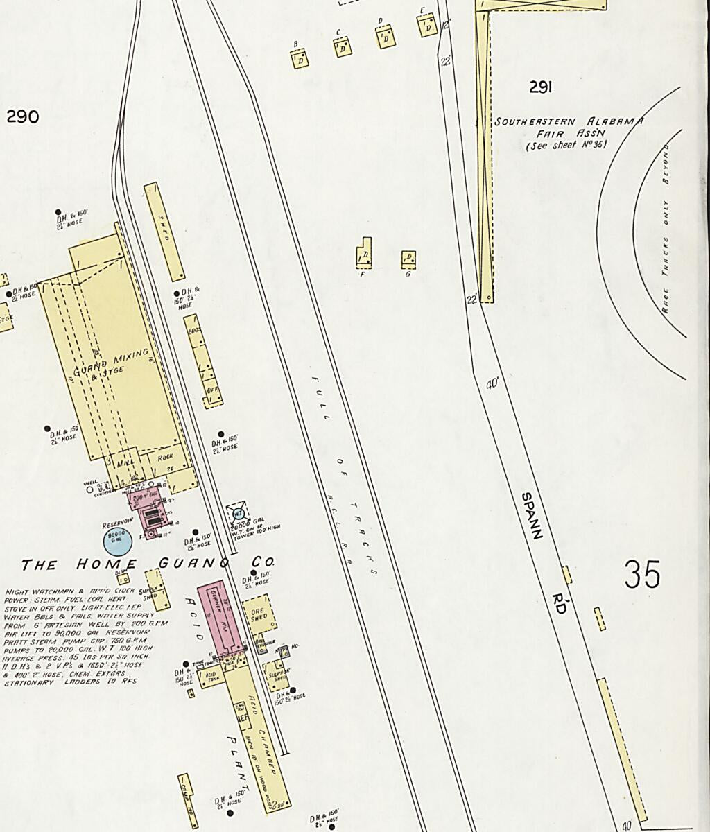 This old map of Dothan, Houston County, Alabama was created by Sanborn Map Company in 1924